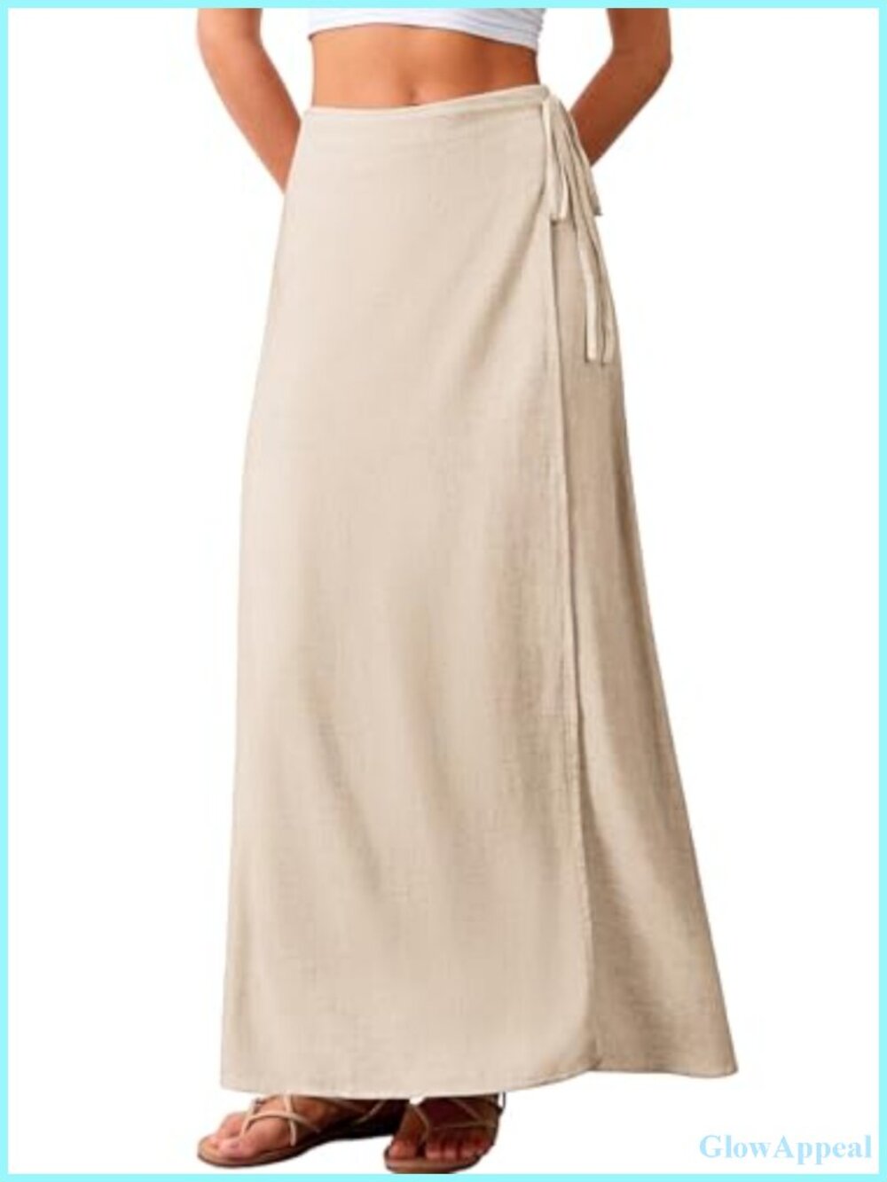 Linen Wrap Maxi Skirt High Waisted Flowy Casual Long Skirts